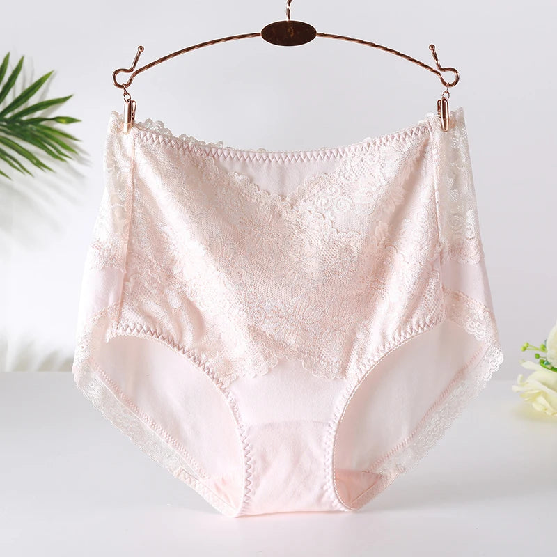 Woman Sexy Cotton Panties of Large Size New Lace Female Underwear with High Waist Cotton Briefs Plus Size Women's Panties 2025