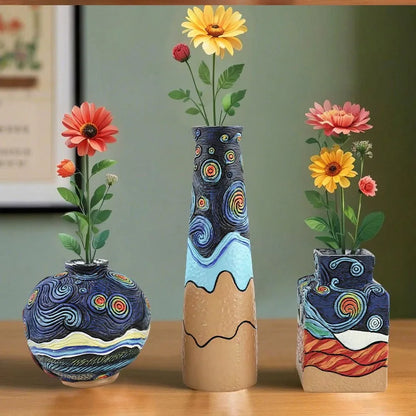 Van Gogh Starry Night Vase Set - Artistic Tabletop Decor for Home Elegance - ZOOMNSTORE