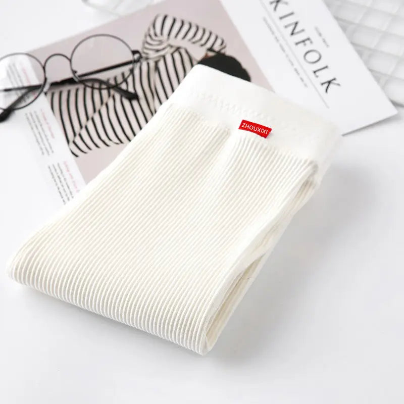 Ribbed Leggings Women - High Waist Cotton Blend Warm Winter Leggings | Casual Threaded Pants