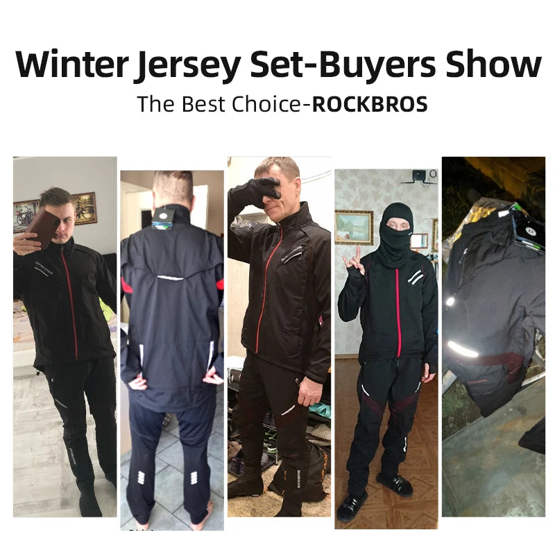 Winter Cycling Jersey - Thermal Cycling Wear Windproof Suit for Men Women | Reflective Bike Clothing