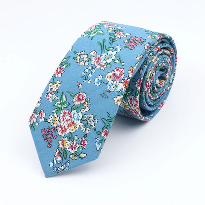 Floral Cotton Tie - Elegant Paisley Necktie for Men  Women
