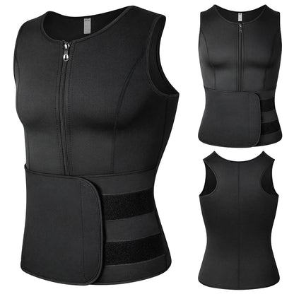 Men Body Shaper Waist Trainer Vest – Sauna Sweat Slimming Underwear Shirt