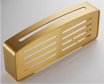 Wall-Mounted Corner Shelf - Brushed Gold Aluminum Bathroom Shampoo Holder
