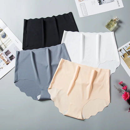 3Pcs/Set Ice Silk Panties Women Hip Lift Briefs Seamless Underwear Female High Waist Panties M-XXL Underpants Invisible Lingerie