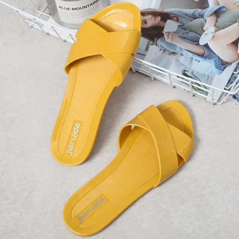 Size 36-41 Women's Sandals Slippers Summer Zapatos Mujer Flat Shoes Mules Clogs Female Peep Toe Soft Bottom Non-Slip Chaussures