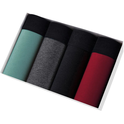 Mens Cotton Boxer Shorts - 4-Pack Underwear Set Soft and Comfortable