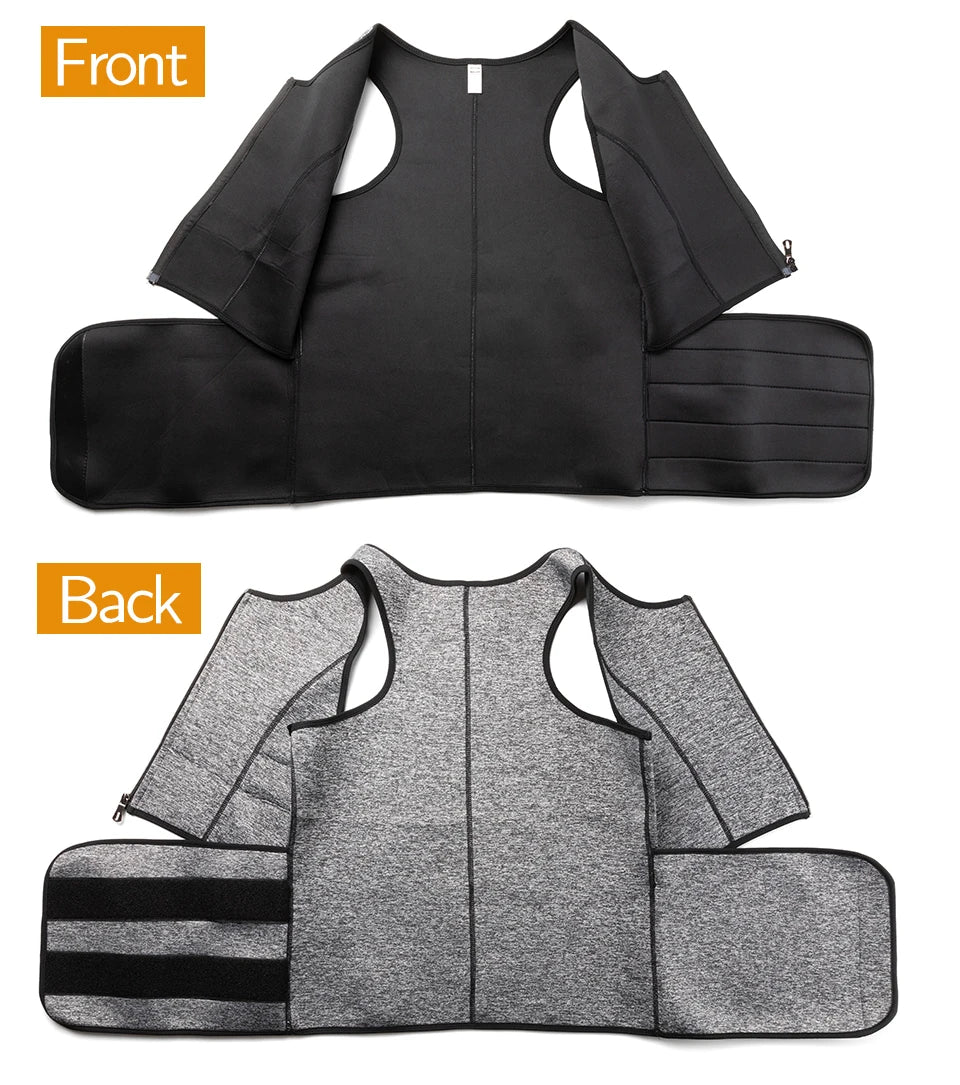 Men Body Shaper Waist Trainer Vest – Sauna Sweat Slimming Underwear Shirt