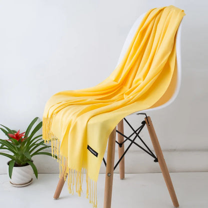 Cashmere Scarf for Women - Warm Autumn Winter Shawl with Tassels