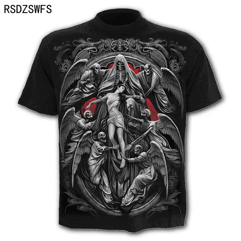 Mens 3D Skull T-Shirt - Punk Summer Streetwear Top O-neck Sizes XXS-5XL - ZOOMNSTORE