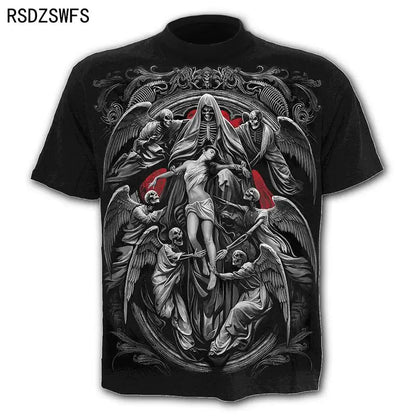 Mens 3D Skull T-Shirt - Punk Summer Streetwear Top O-neck Sizes XXS-5XL - ZOOMNSTORE