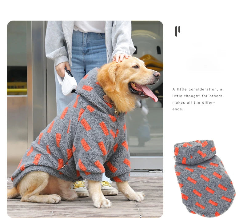 Big Dog Winter Jacket - Lambs Wool Coat for Large & Medium Dogs | Windproof, Thick Warm Pet Apparel