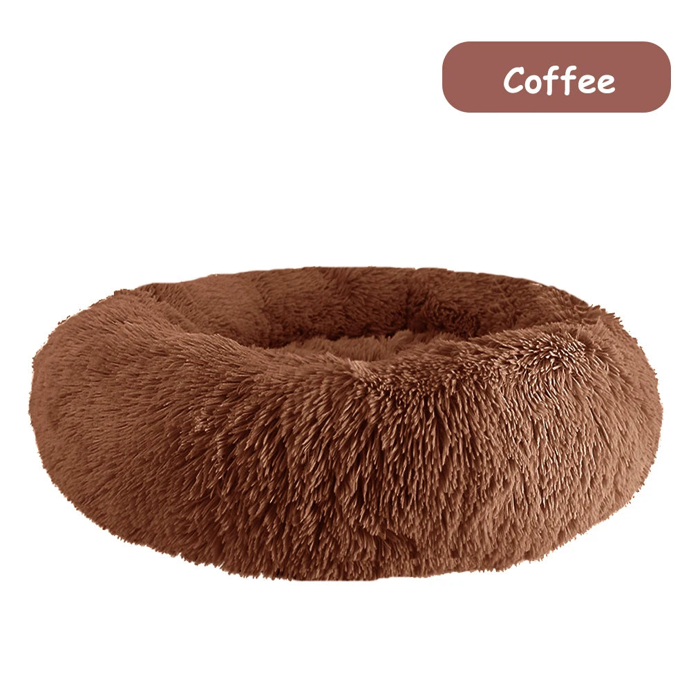 Donut Dog Bed - Soft Plush Pet Bed With Raised Rim | Warm Washable Cushion