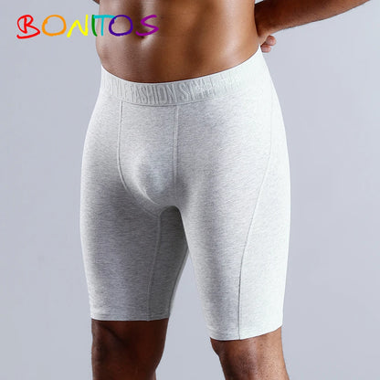 BONITOS Men Boxer Long Leg Boxer Men Underwear Men Underpants Erkek Natural Cotton Sexy Boxer Shorts Top Brand Underwear Soft