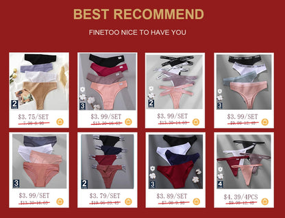 FINETOO 3PC/Set Women's Cotton Panties Underwear Metal Buckle Briefs M-2XL Female Underpant Low Waist Woman Sexy Panty Lingerie