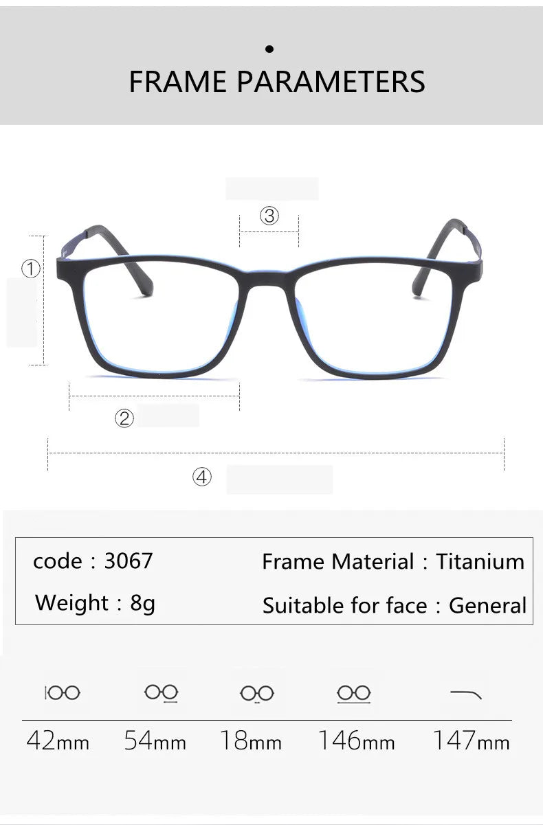 Titanium Reading Glasses - Lightweight Rectangle Frame with Blue Light Blocking