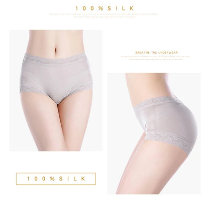Natural silk high waist Briefs big plus size underwear women transparent seamless woman panties bragas mujer panty