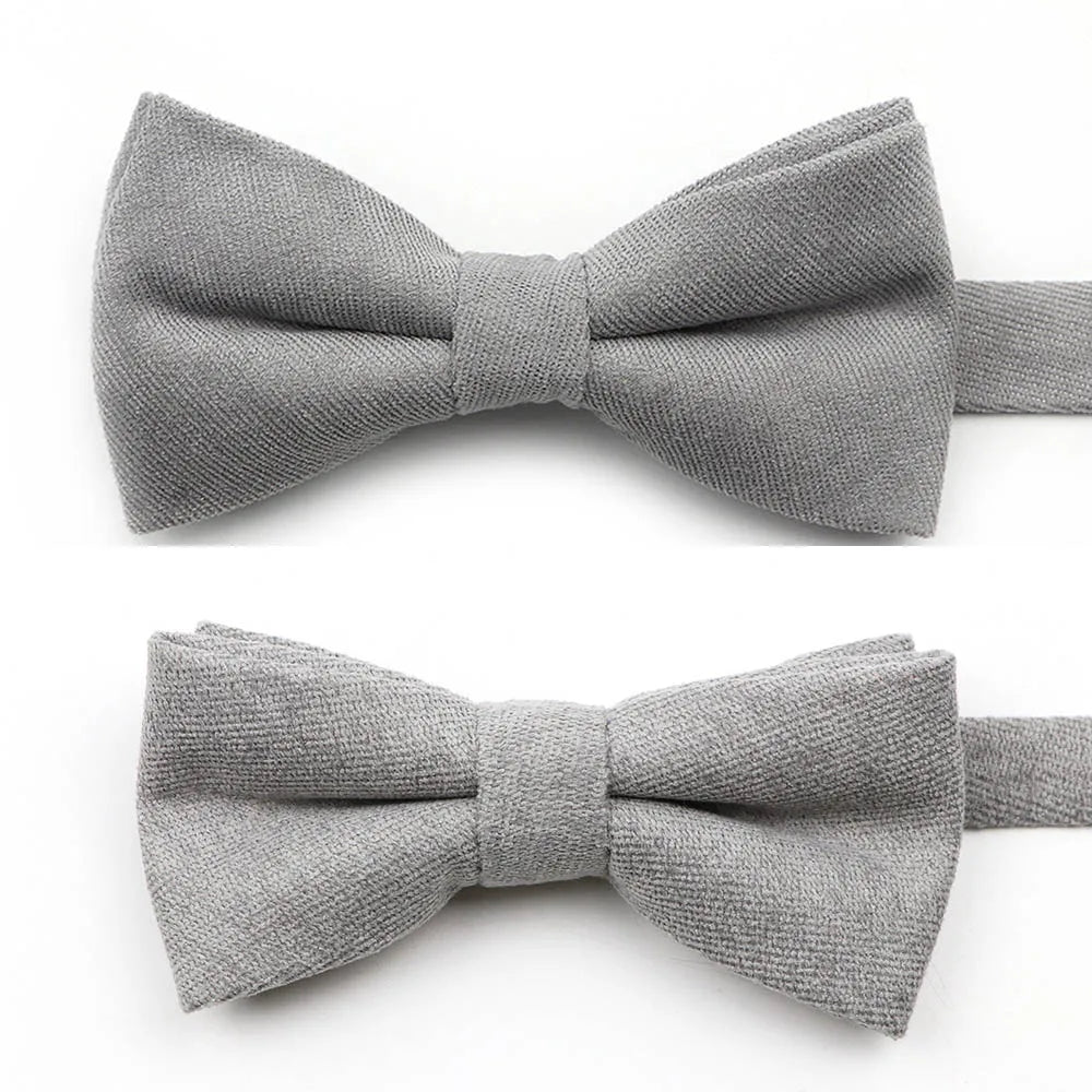 Solid Color Suede Bow Tie - Classic Men  Kids Bowknot for Weddings