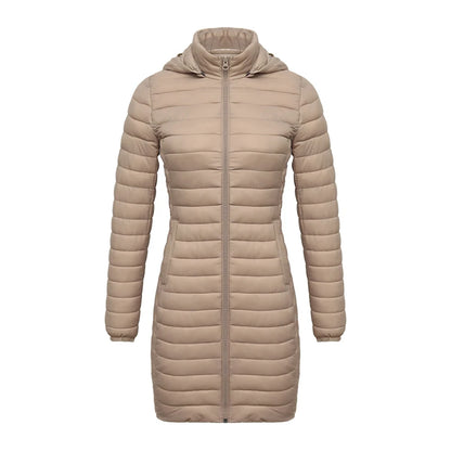 SANTELON Winter Women Loose Long Parka Coat With Detachable Hood Female Soild Ultralight Portable Warm Padded Cotton Outwear