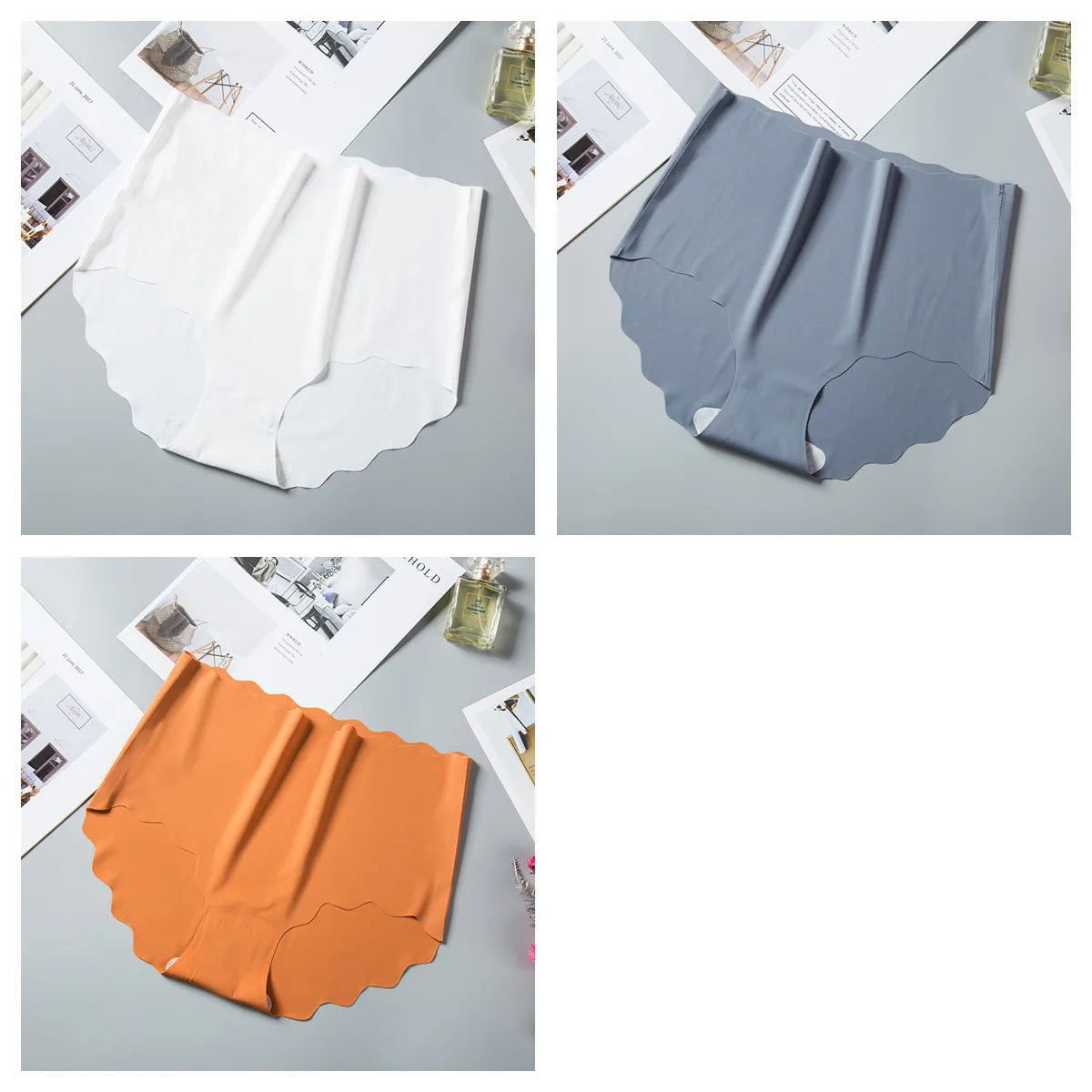 3Pcs/Set Ice Silk Panties Women Hip Lift Briefs Seamless Underwear Female High Waist Panties M-XXL Underpants Invisible Lingerie