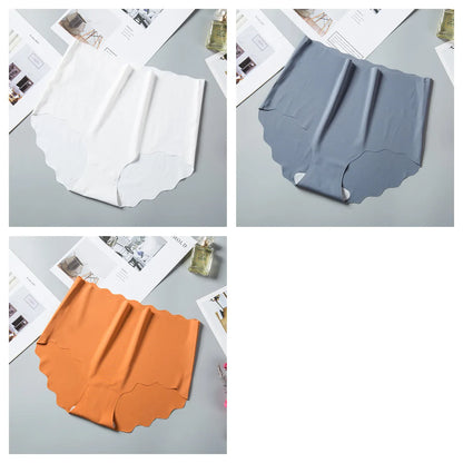 3Pcs/Set Ice Silk Panties Women Hip Lift Briefs Seamless Underwear Female High Waist Panties M-XXL Underpants Invisible Lingerie