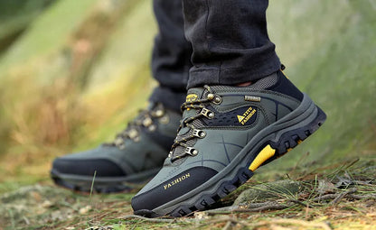 Men Winter Snow Boots - Waterproof Leather Hiking Shoes With Rubber Sole