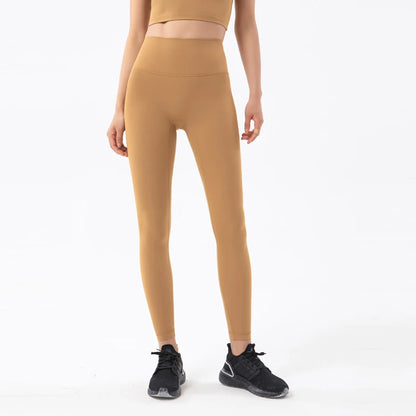 SOISOU Nylon Yoga Pants Gym Leggings Women Girl Fitness Soft Tights High Waist Elastic Breathable No T Line Sports Pants