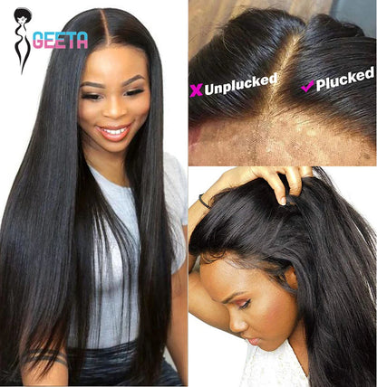 Hd Lace Frontal Wig 13x6 Lace Front Wig Human Hair Wigs - Bone Straight, Pre Plucked Hairline - ZOOMNSTORE