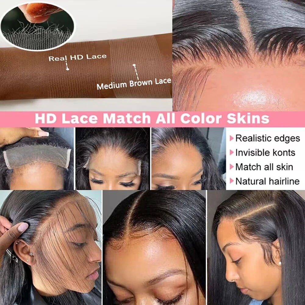 Hd Lace Frontal Wig 13x6 Lace Front Wig Human Hair Wigs - Bone Straight, Pre Plucked Hairline - ZOOMNSTORE