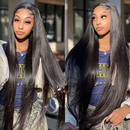 Hd Lace Frontal Wig 13x6 Lace Front Wig Human Hair Wigs - Bone Straight, Pre Plucked Hairline - ZOOMNSTORE