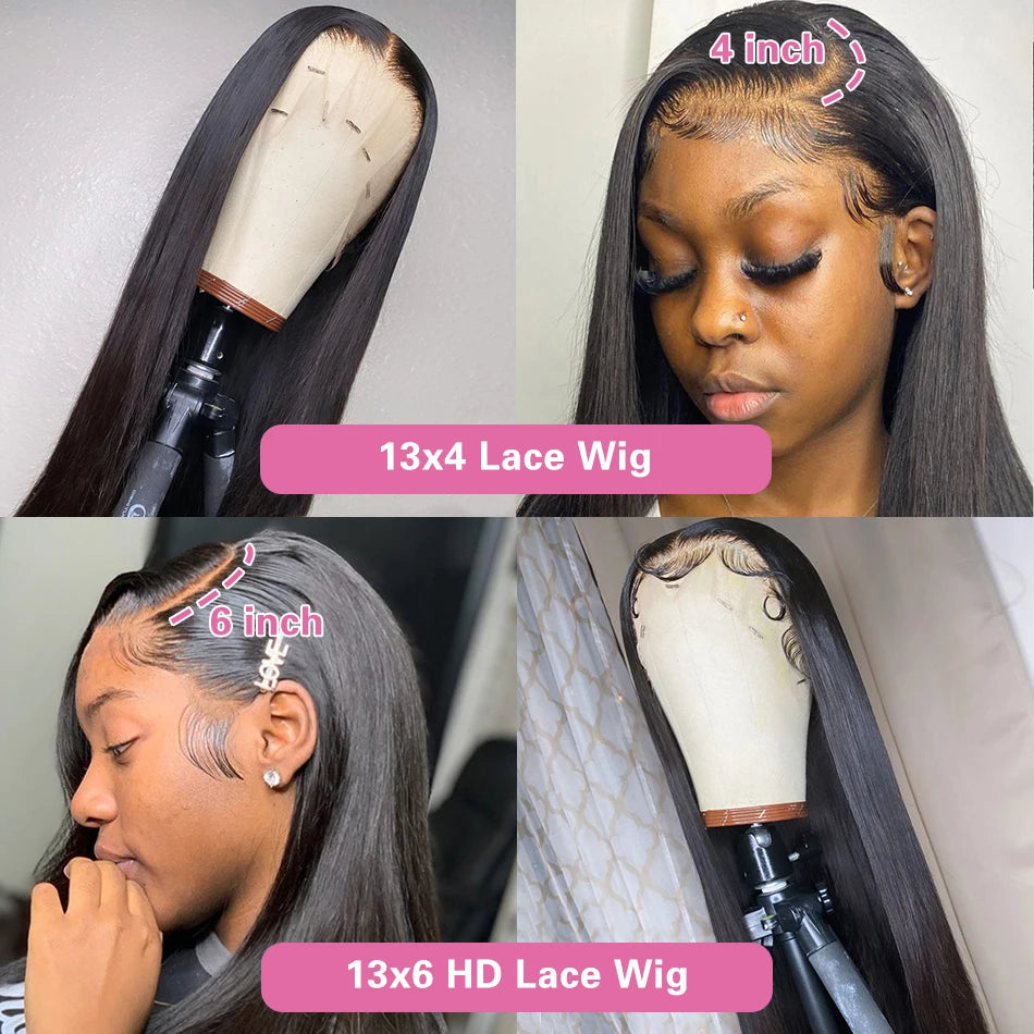 Hd Lace Frontal Wig 13x6 Lace Front Wig Human Hair Wigs - Bone Straight, Pre Plucked Hairline - ZOOMNSTORE