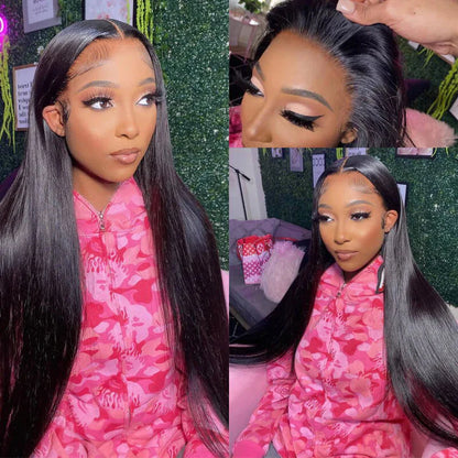 Hd Lace Frontal Wig 13x6 Lace Front Wig Human Hair Wigs - Bone Straight, Pre Plucked Hairline - ZOOMNSTORE