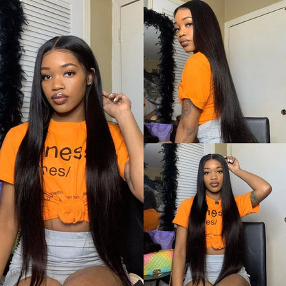 Hd Lace Frontal Wig 13x6 Lace Front Wig Human Hair Wigs - Bone Straight, Pre Plucked Hairline - ZOOMNSTORE