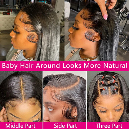 Hd Lace Frontal Wig 13x6 Lace Front Wig Human Hair Wigs - Bone Straight, Pre Plucked Hairline - ZOOMNSTORE