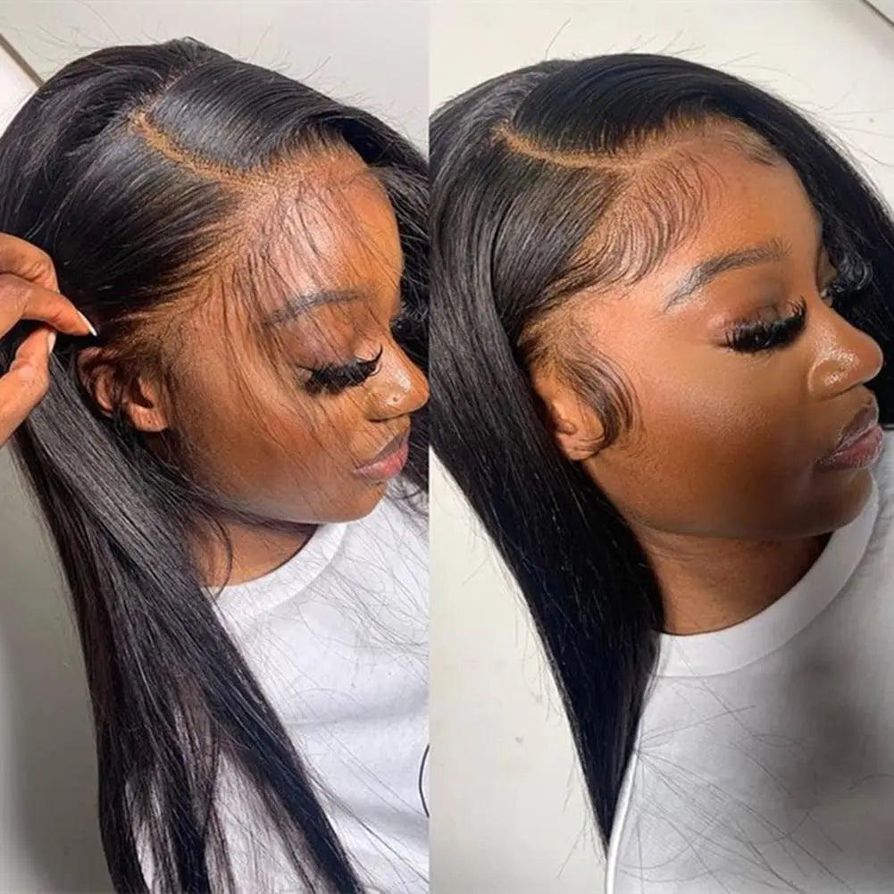 Hd Lace Frontal Wig 13x6 Lace Front Wig Human Hair Wigs - Bone Straight, Pre Plucked Hairline - ZOOMNSTORE