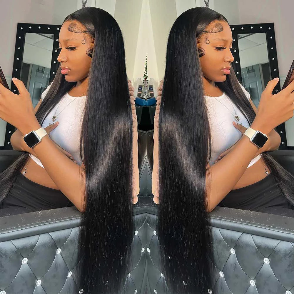 Hd Lace Frontal Wig 13x6 Lace Front Wig Human Hair Wigs - Bone Straight, Pre Plucked Hairline - ZOOMNSTORE