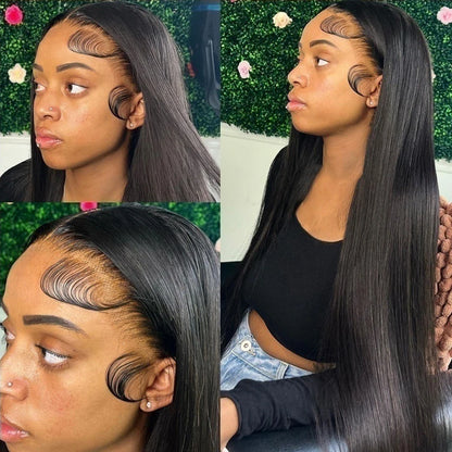 Hd Lace Frontal Wig 13x6 Lace Front Wig Human Hair Wigs - Bone Straight, Pre Plucked Hairline - ZOOMNSTORE