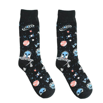 Funny Alien Shark Cotton Socks - Unisex Novelty Crew Socks - ZOOMNSTORE