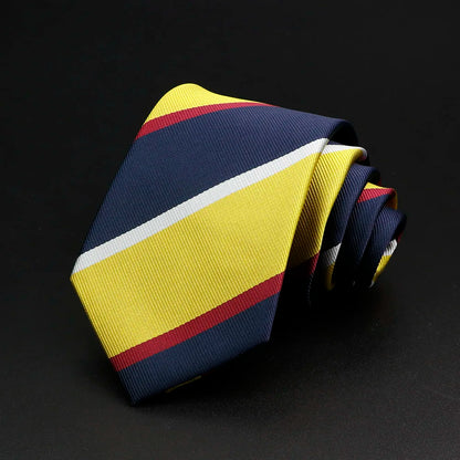 Classic Stripe Mens Tie - Jacquard Necktie in Red Blue Green for Daily Wear and Weddings