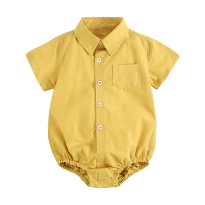 Baby Boys Bodysuit - Soft Cotton Fabric Summer Baby Bodysuit with Plaid Pattern