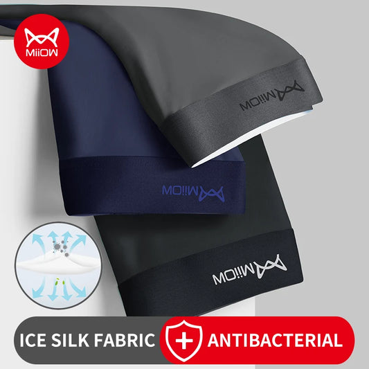 Mens Antibacterial Ice Silk Boxer Shorts - 3 Pack 5XL Underwear