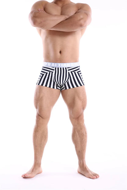 Men Boxers Comfortable Underpants Cotton Low Waist Large Size BoxerShort Striped Breathable Cueca Boxer Homme Underwear