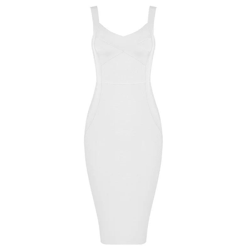 Bandage Dress - Women's Sleeveless Bodycon Rayon Sheath Dress With Zipper Closure