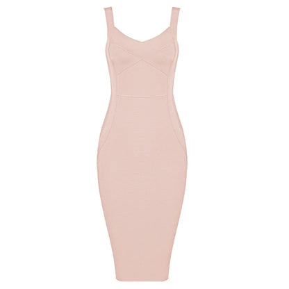 Bandage Dress - Women's Sleeveless Bodycon Rayon Sheath Dress With Zipper Closure