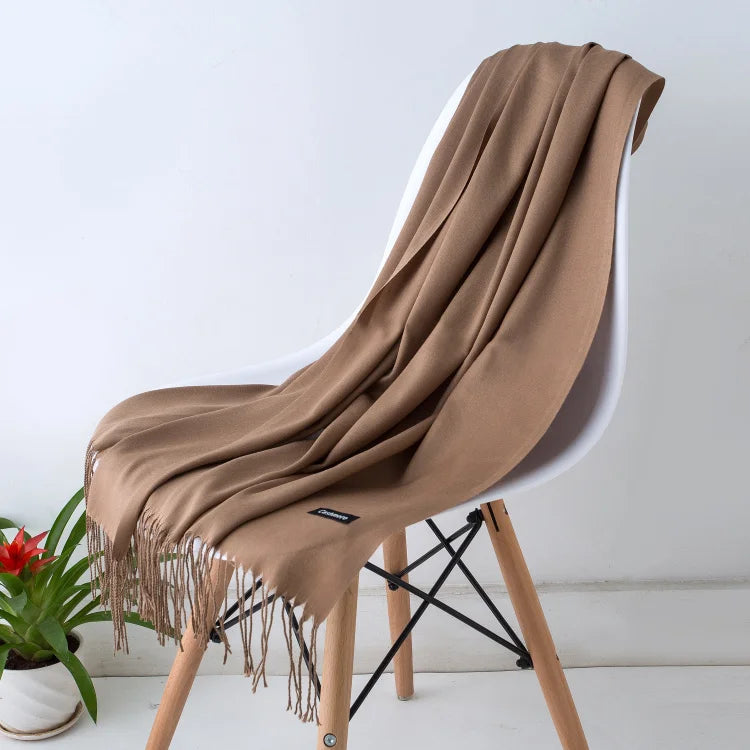 Cashmere Scarf for Women - Warm Autumn Winter Shawl with Tassels