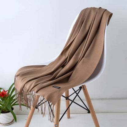 Cashmere Scarf for Women - Warm Autumn Winter Shawl with Tassels