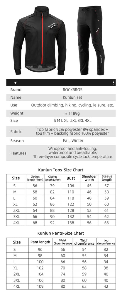 Winter Cycling Jersey - Thermal Cycling Wear Windproof Suit for Men Women | Reflective Bike Clothing