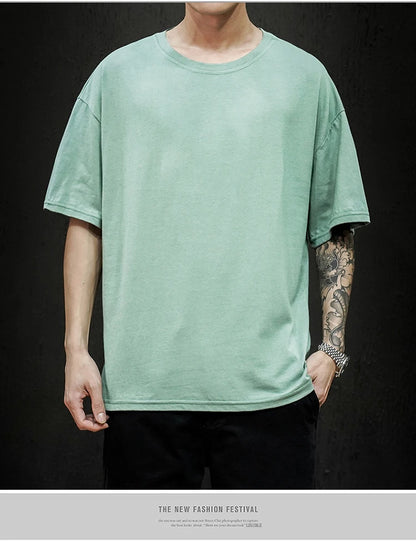 LEGIBLE 2025 Summer Men's T Shirt Casual Loose Cotton Short Sleeve T-Shirt Mens Top Tee shirt Men