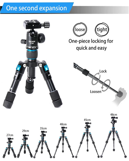 BEXIN Mini Tripod 19in Universal Photography Flexible Phone Tripod for Camera Stand for Gopro iphone Aluminum Travel Tripode Par