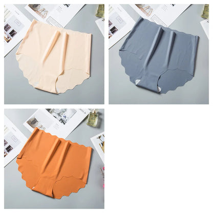 3Pcs/Set Ice Silk Panties Women Hip Lift Briefs Seamless Underwear Female High Waist Panties M-XXL Underpants Invisible Lingerie