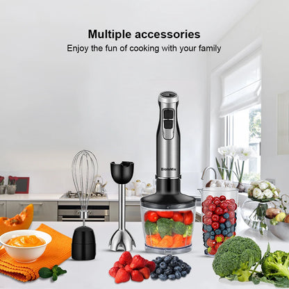 High Power 1200W Immersion Blender with Chopper  Smoothie Cup - Stainless Steel Blades